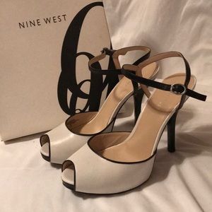 Nine West Frayna Color Block Peep Toe Heels Sandal